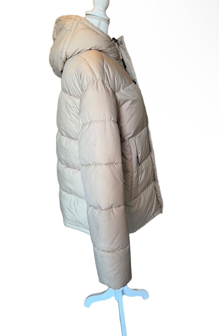 New Soulland Mens Oversized S/M Beige Hooded Ian Puffer Jacket