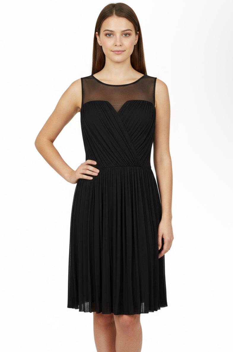 New Bailey 44 Black Mesh Ruched Dress Womens Size L