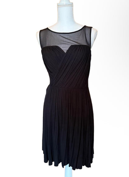 New Bailey 44 Black Mesh Ruched Dress Womens Size L