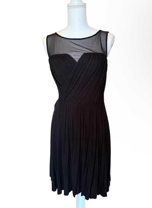 New Bailey 44 Black Mesh Ruched Dress Womens Size L