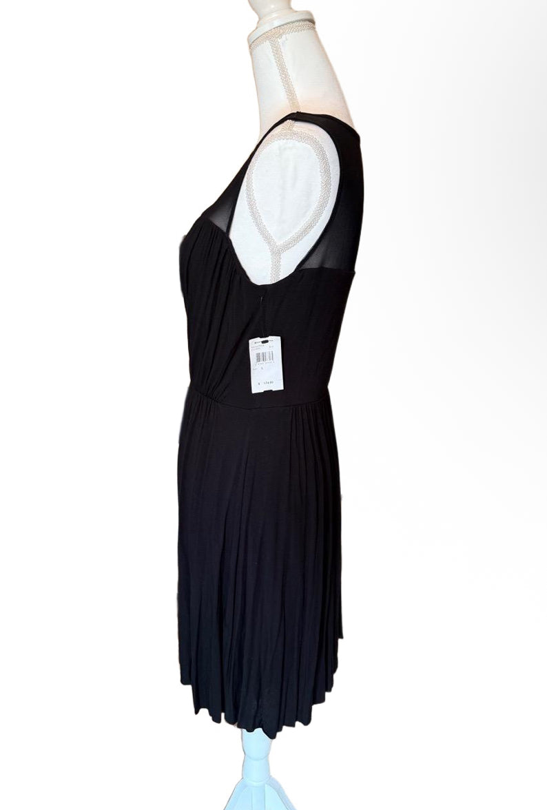New Bailey 44 Black Mesh Ruched Dress Womens Size L