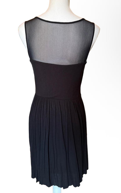 New Bailey 44 Black Mesh Ruched Dress Womens Size L
