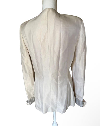 Escada Blazer Womens Size 40 Cream Tailored Longline Rolled Cuffs