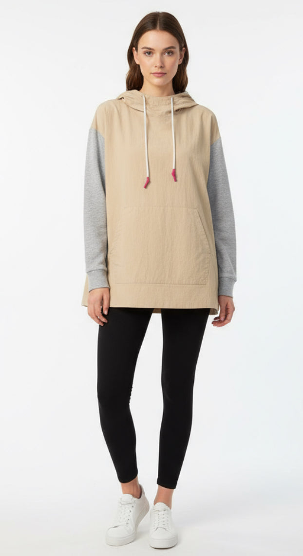 New Johnny Was Womens Hoodie Pullover Beige Tan Grey Calme, Medium