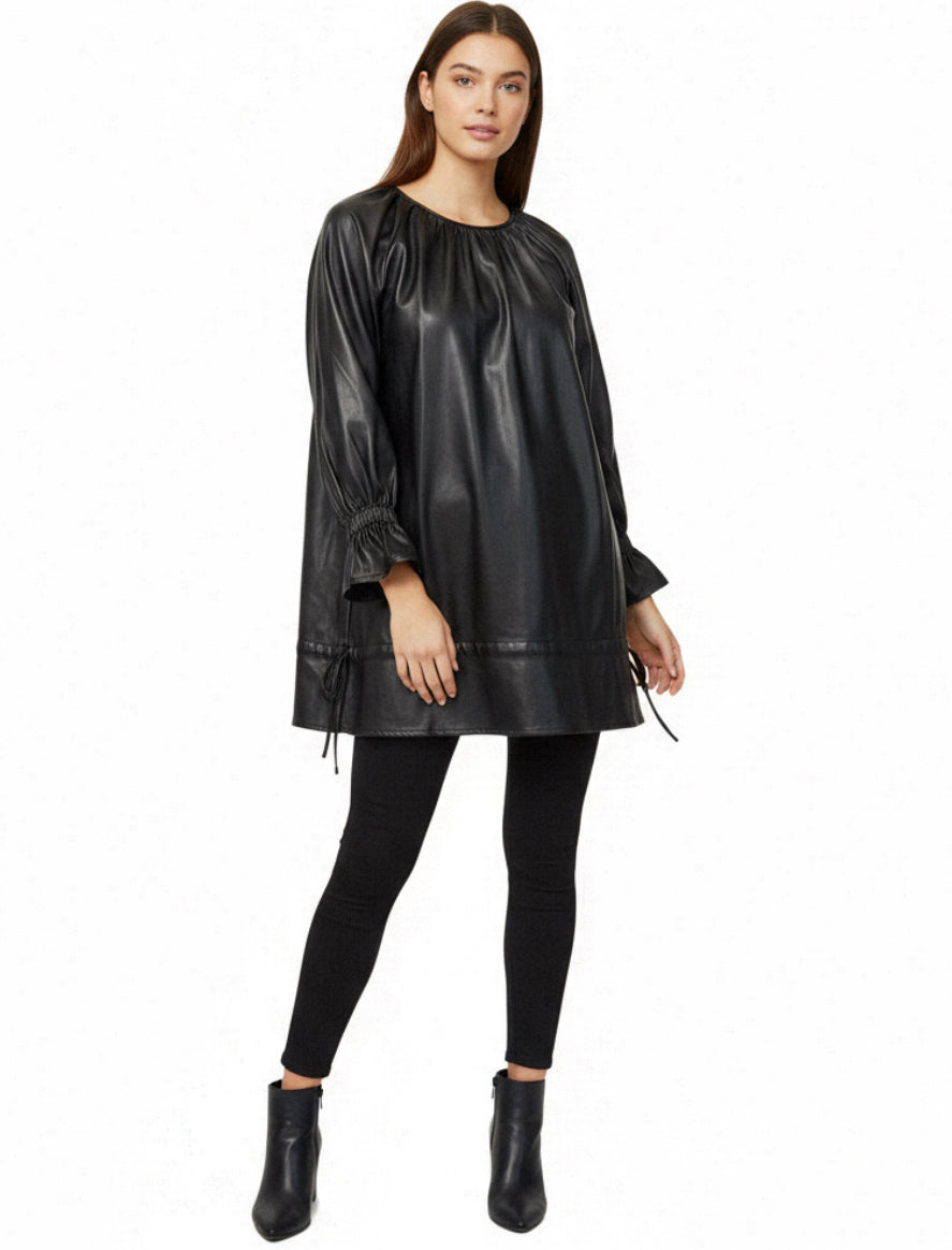 New Dolce Cabo Womens Tunic/mini dress Size XS Black Faux Leather