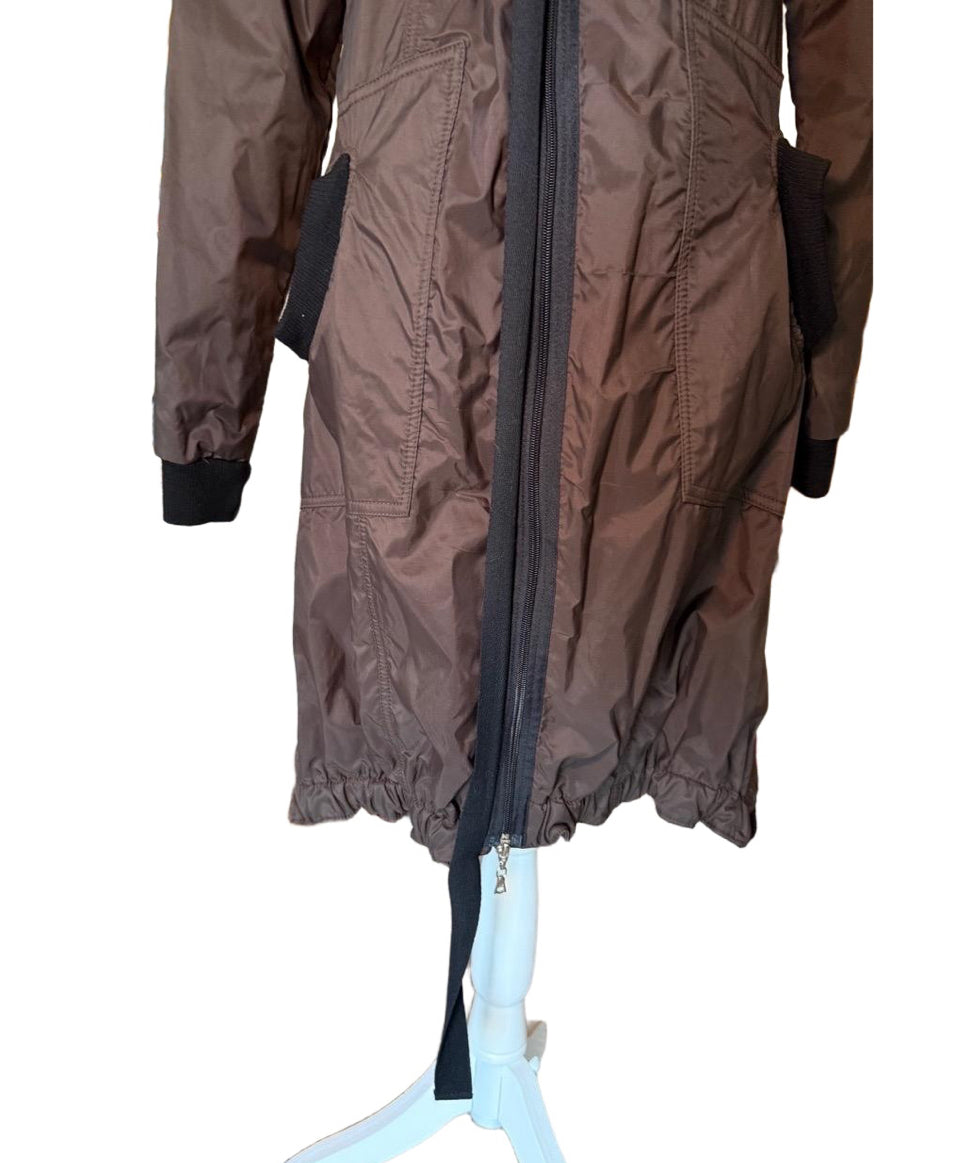 New Lillian H (French designer) Brown Black Trench Coat Full Zip, size 42