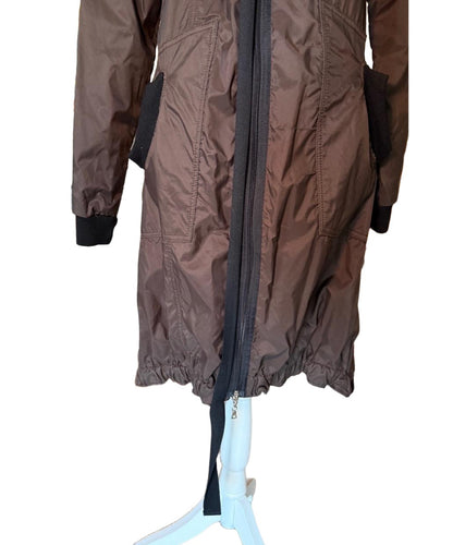 New Lillian H (French designer) Brown Black Trench Coat Full Zip, size 42