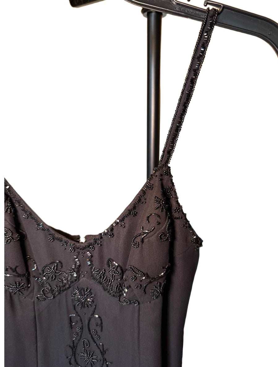Scala Small Black Beaded Cocktail Mini Dress