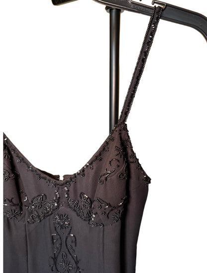 Scala Small Black Beaded Cocktail Mini Dress