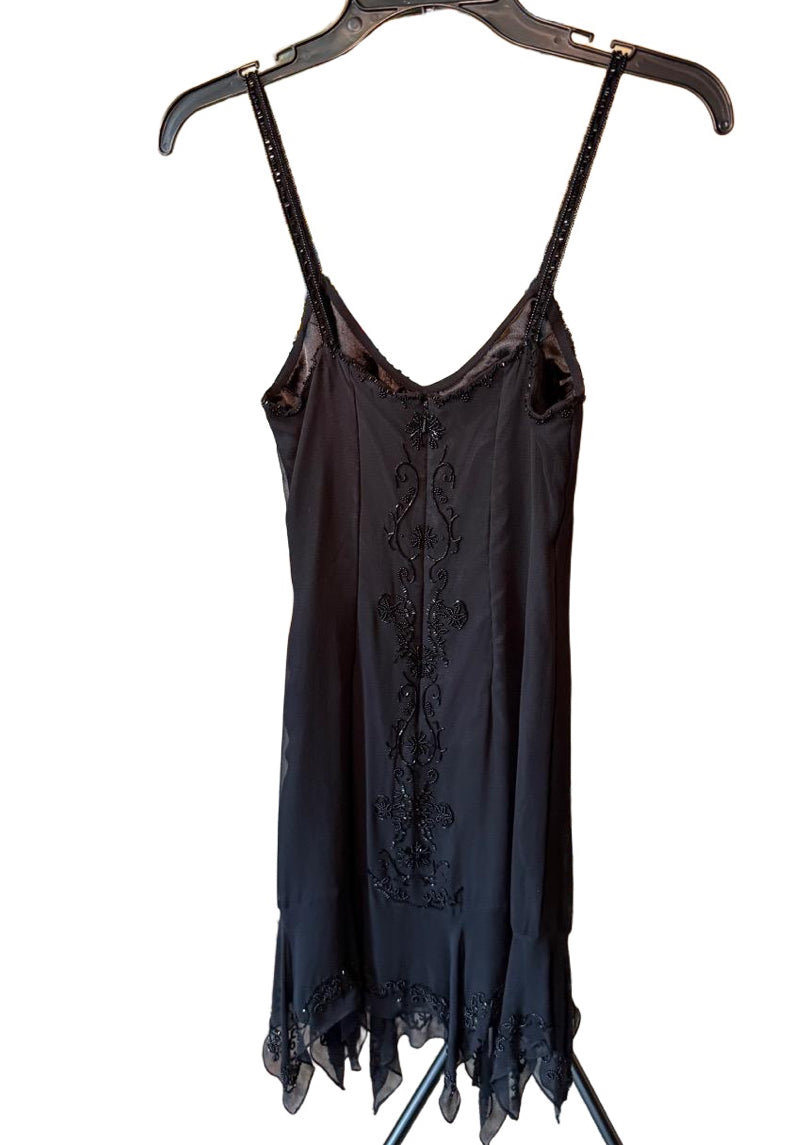 Scala Small Black Beaded Cocktail Mini Dress