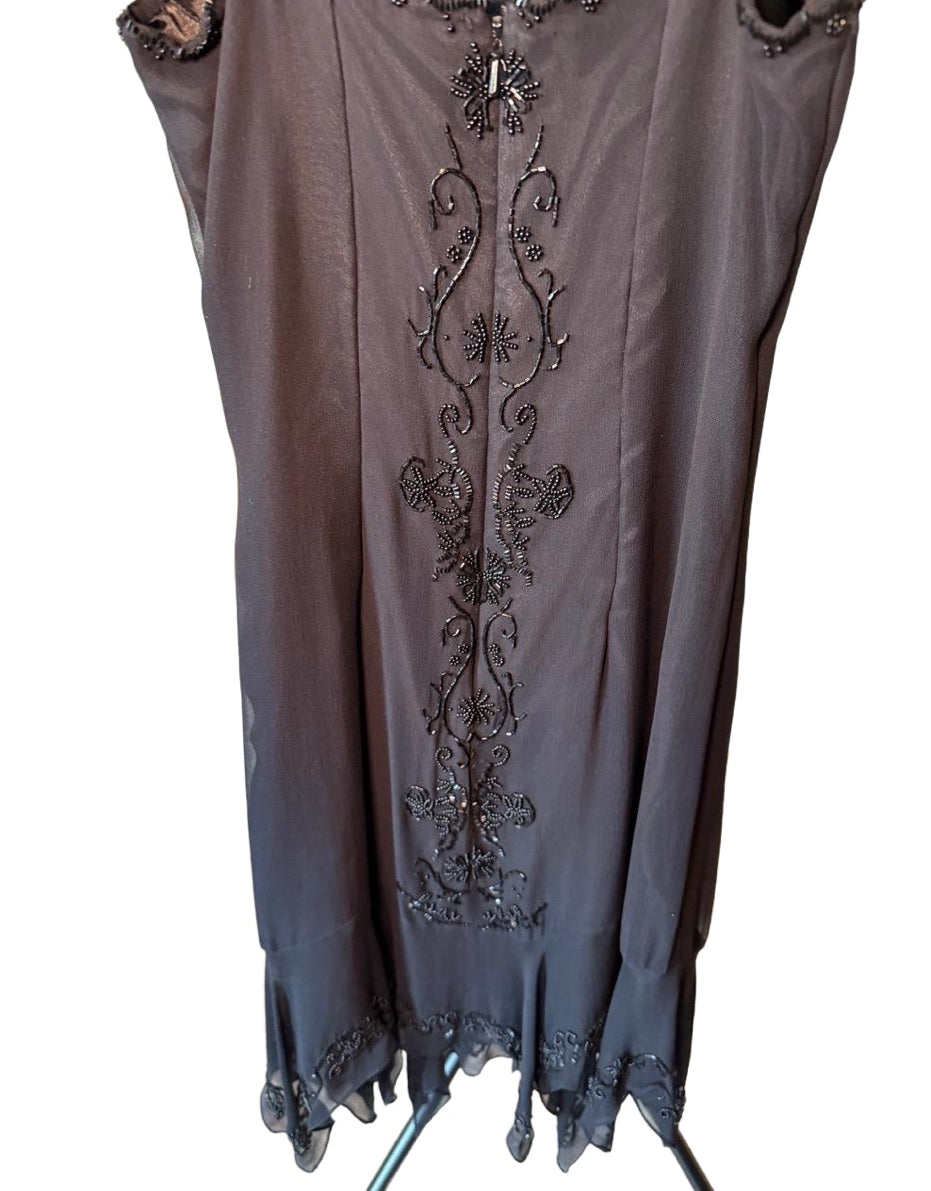Scala Small Black Beaded Cocktail Mini Dress