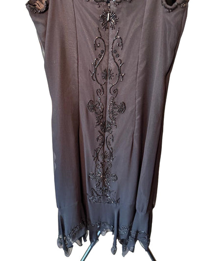 Scala Small Black Beaded Cocktail Mini Dress