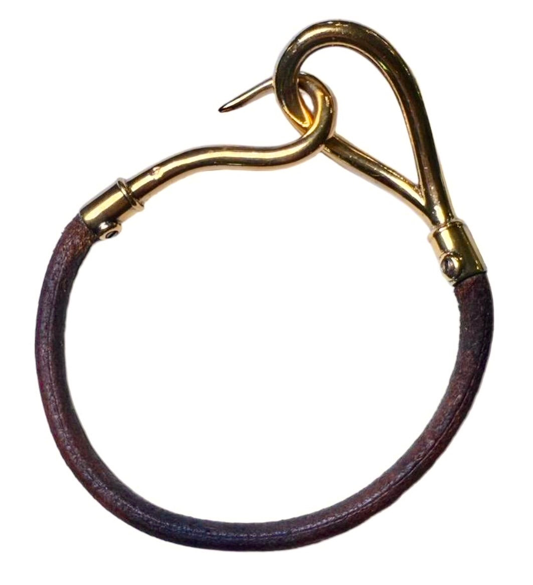 Hermès Hook Bracelet Brown and Gold
