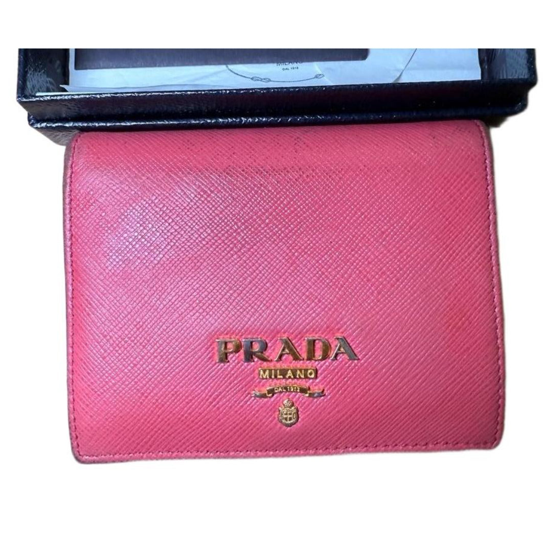 Prada Pink Saffiano Leather Bifold Wallet