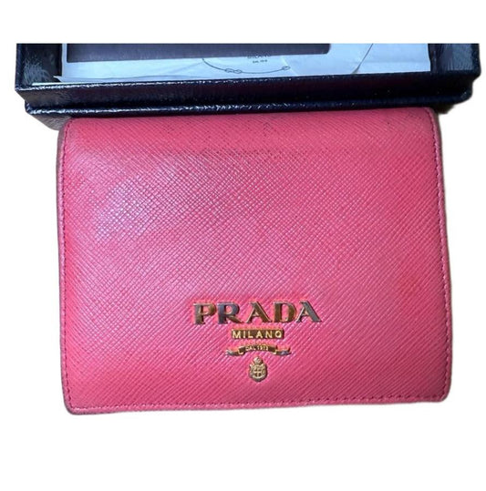 Prada Pink Saffiano Leather Bifold Wallet