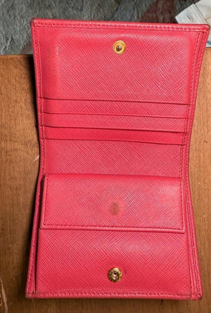Prada Pink Saffiano Leather Bifold Wallet