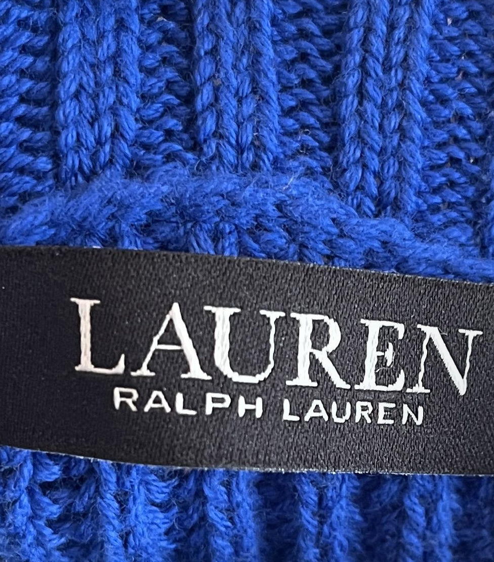 LAUREN Ralph Lauren Womens S Petite Blue Crew Neck Knit Sweater