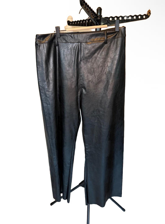 LYSSE New York Pants Womens Size XL Black Wide Leg Faux Leather