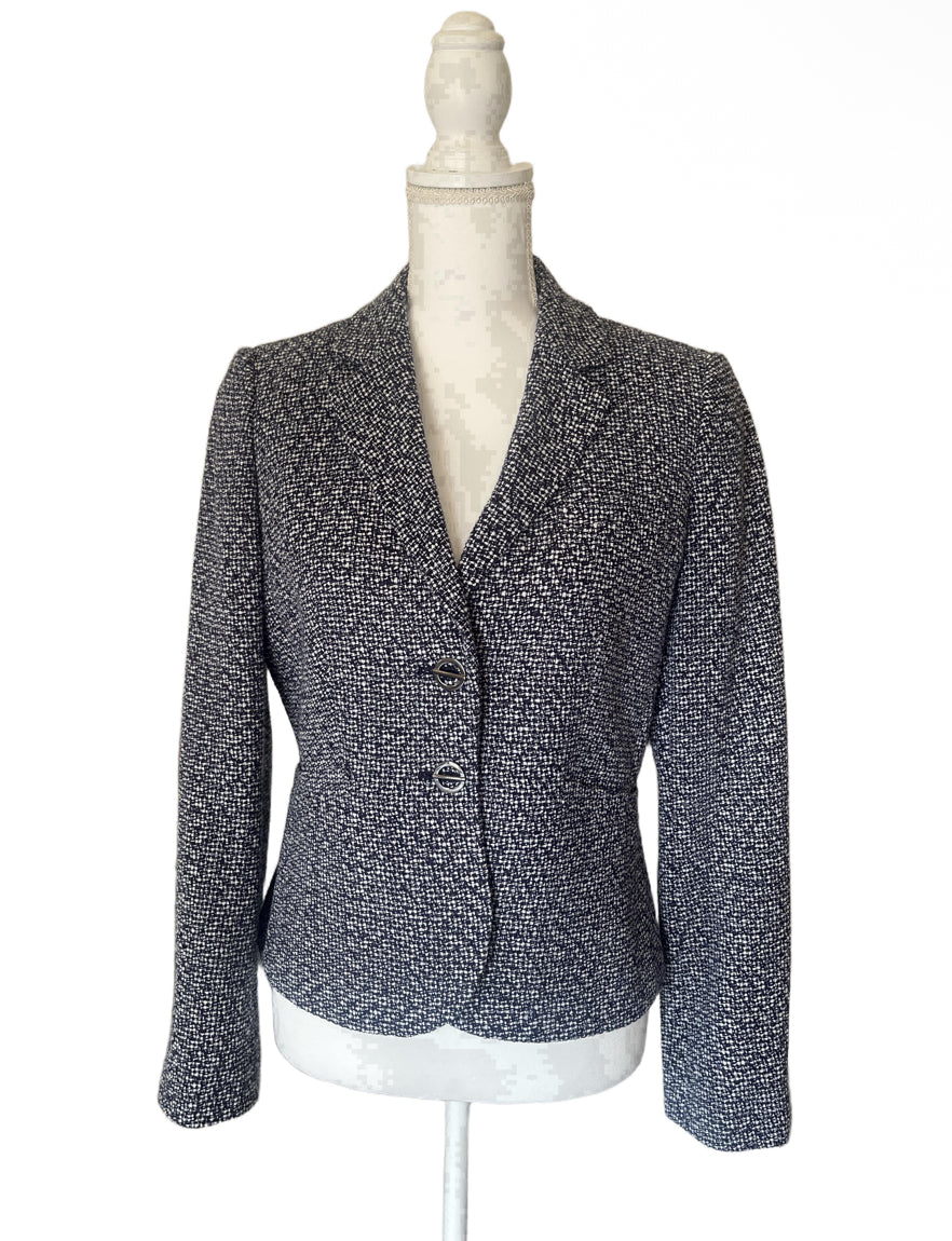 Calvin Klein Jacket Womens Size 6 Black White Tweed