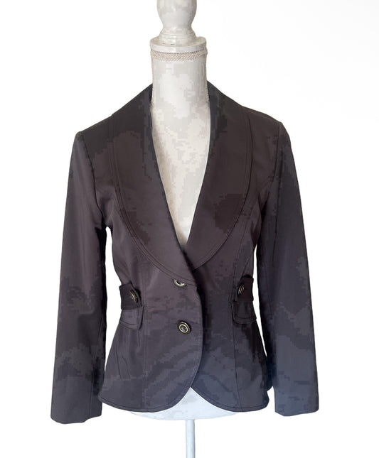 Cabi Dark Gray/Black Belted Jacket Womens Size 6