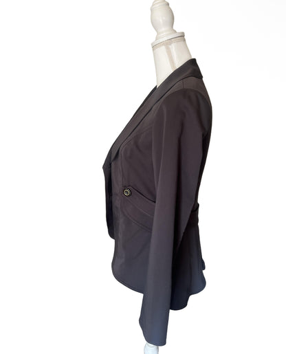 Cabi Dark Gray/Black Belted Jacket Womens Size 6