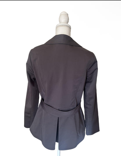 Cabi Dark Gray/Black Belted Jacket Womens Size 6