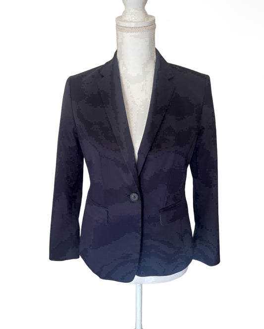Ann Taylor Dark Blue Button Cuffs Blazer Womens Size 4 Petite