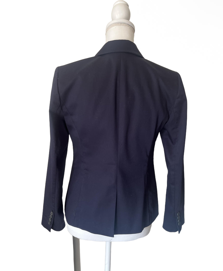 Ann Taylor Dark Blue Button Cuffs Blazer Womens Size 4 Petite