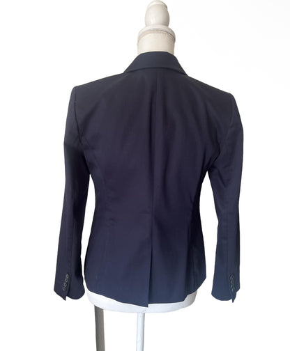 Ann Taylor Dark Blue Button Cuffs Blazer Womens Size 4 Petite