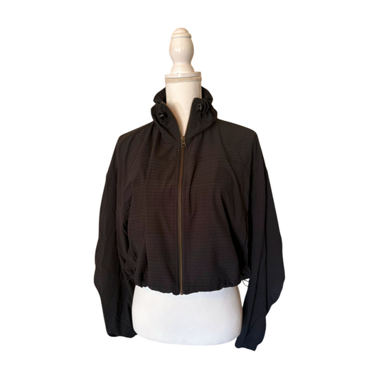 New Spiritual Gangster Cropped Black Lightweight Women's Zip-Up Jacket, Size Small and Medium