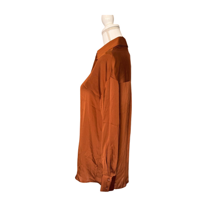 New Favorite Daughter Bronze/Copper Long Sleeve Button-Up Blouse, XS