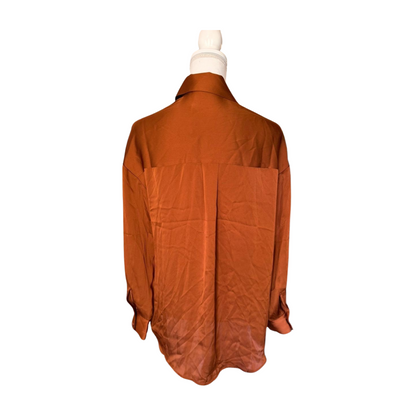 New Favorite Daughter Bronze/Copper Long Sleeve Button-Up Blouse, XS