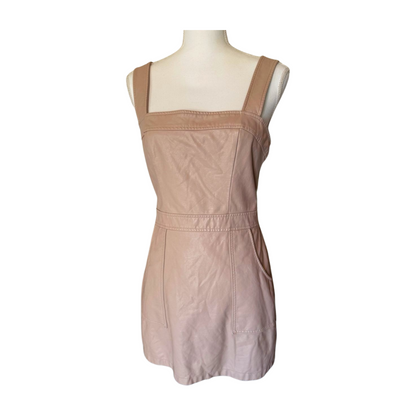 Amanda Uprichard Dull Light Pink Faux Leather Sleeveless Mini Dress, Medium