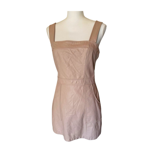 Amanda Uprichard Dull Light Pink Faux Leather Sleeveless Mini Dress, Medium