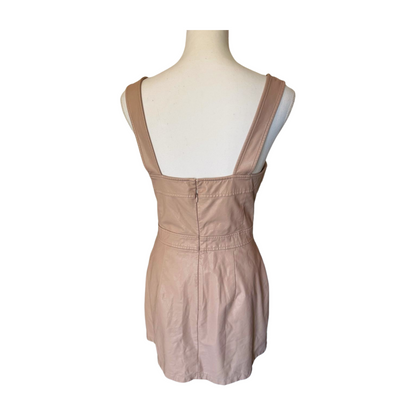 Amanda Uprichard Dull Light Pink Faux Leather Sleeveless Mini Dress, Medium