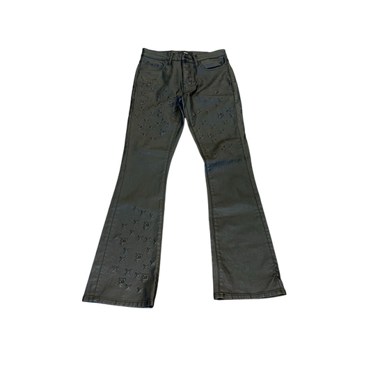 Purple Men's Black Flare Mono Embossed Jeans, Size 29 NWT