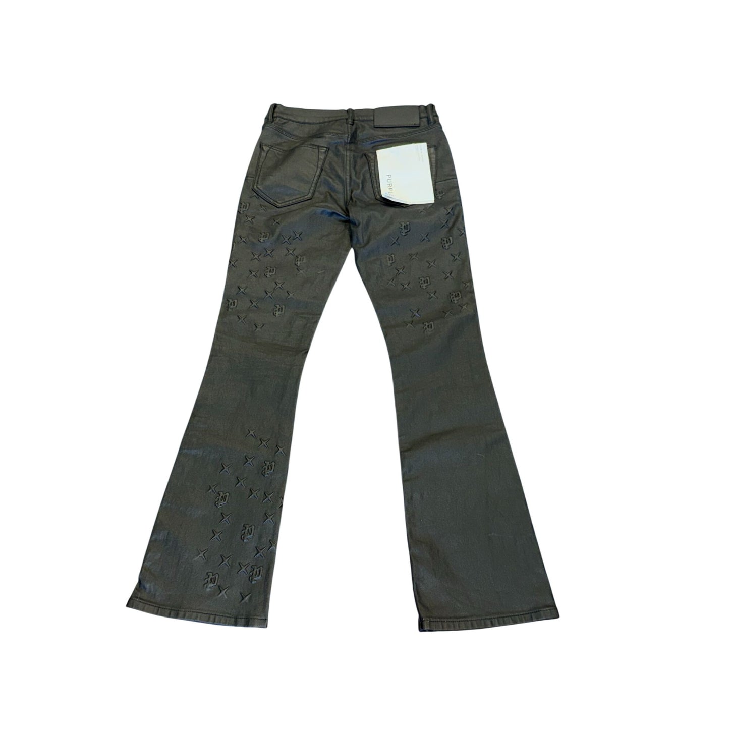 Purple Men's Black Flare Mono Embossed Jeans, Size 29 NWT