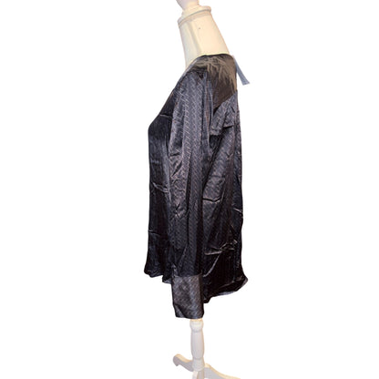 Equipment Femme Luis Black Silk Long Sleeve Blouse With Geometric Pattern Size L $295 MSRP