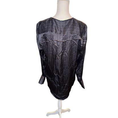Equipment Femme Luis Black Silk Long Sleeve Blouse With Geometric Pattern Size L $295 MSRP