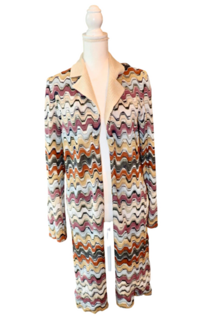 Missoni for Nordstrom Chevron Knit Long Cardigan With Cream Collar