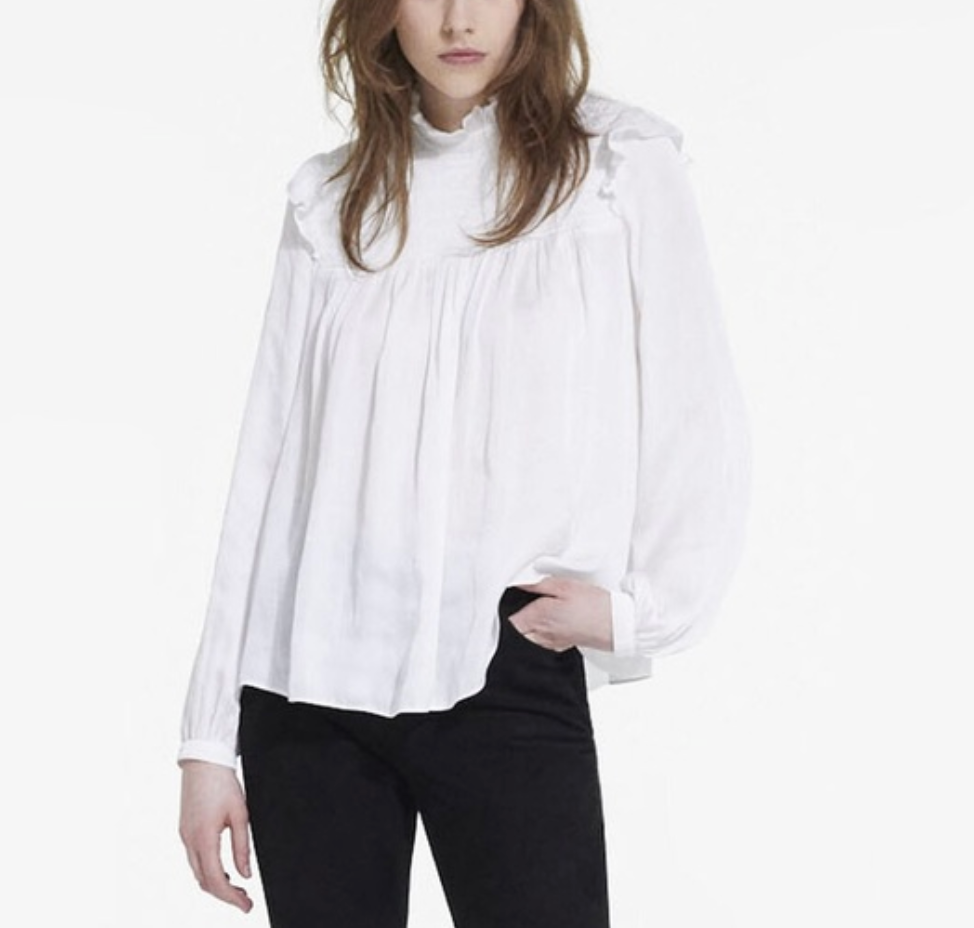 The Kooples White Ruffle Top, Size 2/Medium NWT