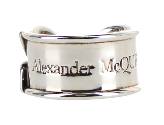 Mcqueen Silvertone Safety Pin Ring - Silver - Size 21/9.5, New