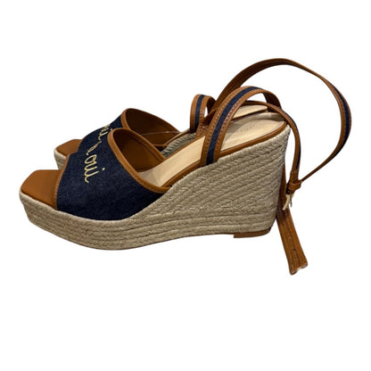 Cinq À Sept Jesse Canvas Espadrille Wedge Sandals Size 41 New