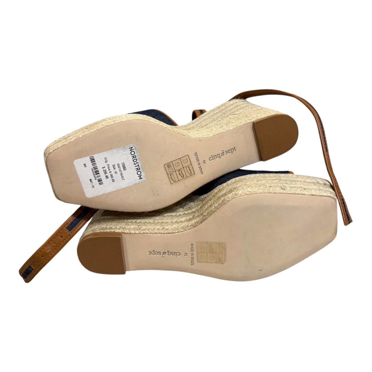 Cinq À Sept Jesse Canvas Espadrille Wedge Sandals Size 41 New