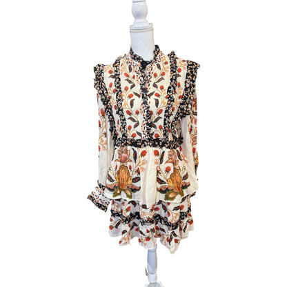 Farm Rio Cream Berry Garden Mini Dress, Size Small NWT