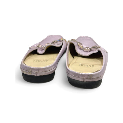 Stuart Weitzman Lilac Leather Jeweled Square Toe Slip-On Mules Size 7.5