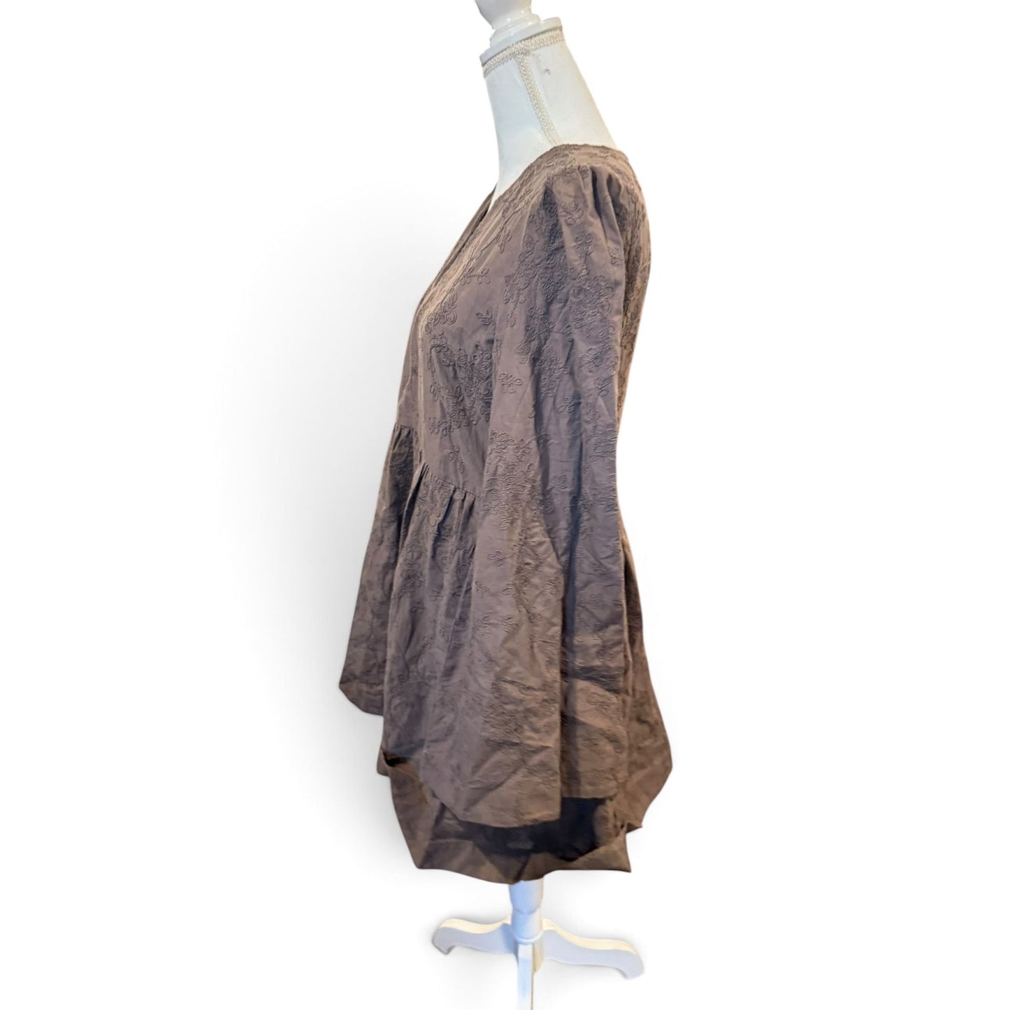 Tuckernuck Hyacinth House Brown Becca Bell-Sleeved Mini Dress, Large NWT