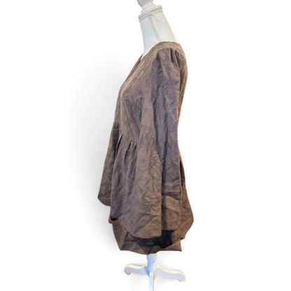 Tuckernuck Hyacinth House Brown Becca Bell-Sleeved Mini Dress, Large NWT