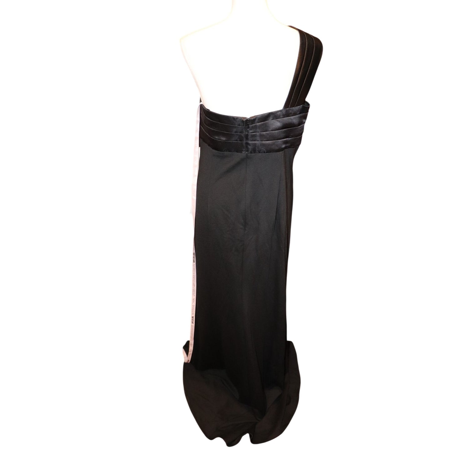 Mac Duggal Black One Shoulder Draped Trumpet Gown, Size 16 NWT