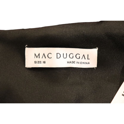 Mac Duggal Black One Shoulder Draped Trumpet Gown, Size 16 NWT